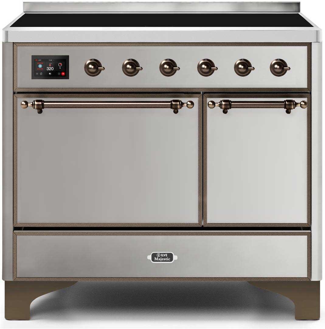 ILVE - 40" Magestic II Series Freestanding Electric Induction Range - Double Oven - Solid Door(s) - Warming Drawer