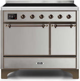 ILVE - 40" Magestic II Series Freestanding Electric Induction Range - Double Oven - Solid Door(s) - Warming Drawer