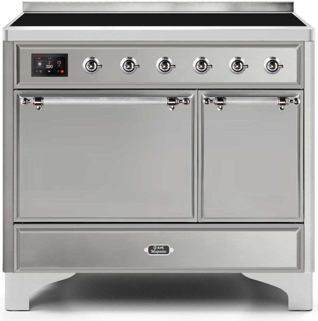 ILVE - 40" Magestic II Series Freestanding Electric Induction Range - Double Oven - Solid Door(s) - Warming Drawer