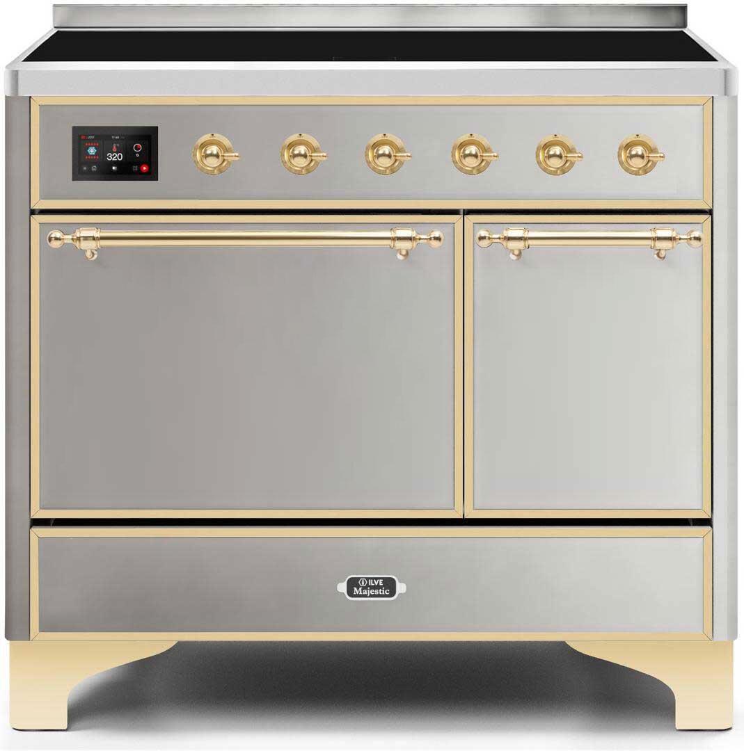 ILVE - 40" Magestic II Series Freestanding Electric Induction Range - Double Oven - Solid Door(s) - Warming Drawer