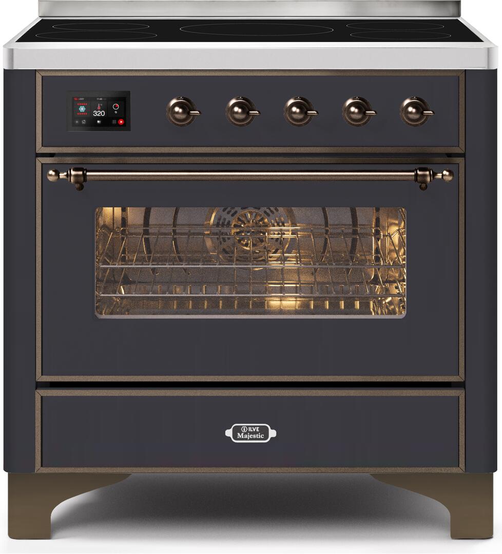 ILVE - 36" Magestic II Series Freestanding Electric Induction Range - Glass Door(s) - Warming Drawer