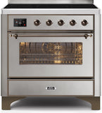 ILVE - 36" Magestic II Series Freestanding Electric Induction Range - Glass Door(s) - Warming Drawer