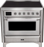 ILVE - 36" Magestic II Series Freestanding Electric Induction Range - Glass Door(s) - Warming Drawer