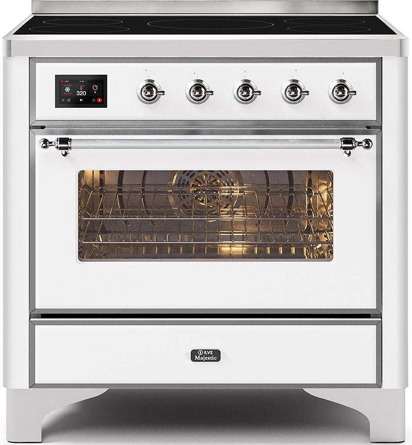 ILVE - 36" Magestic II Series Freestanding Electric Induction Range - Glass Door(s) - Warming Drawer