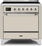 ILVE - 36" Magestic II Series Freestanding Electric Induction Range - Solid Door(s) - Warming Drawer