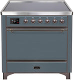 ILVE - 36" Magestic II Series Freestanding Electric Induction Range - Solid Door(s) - Warming Drawer