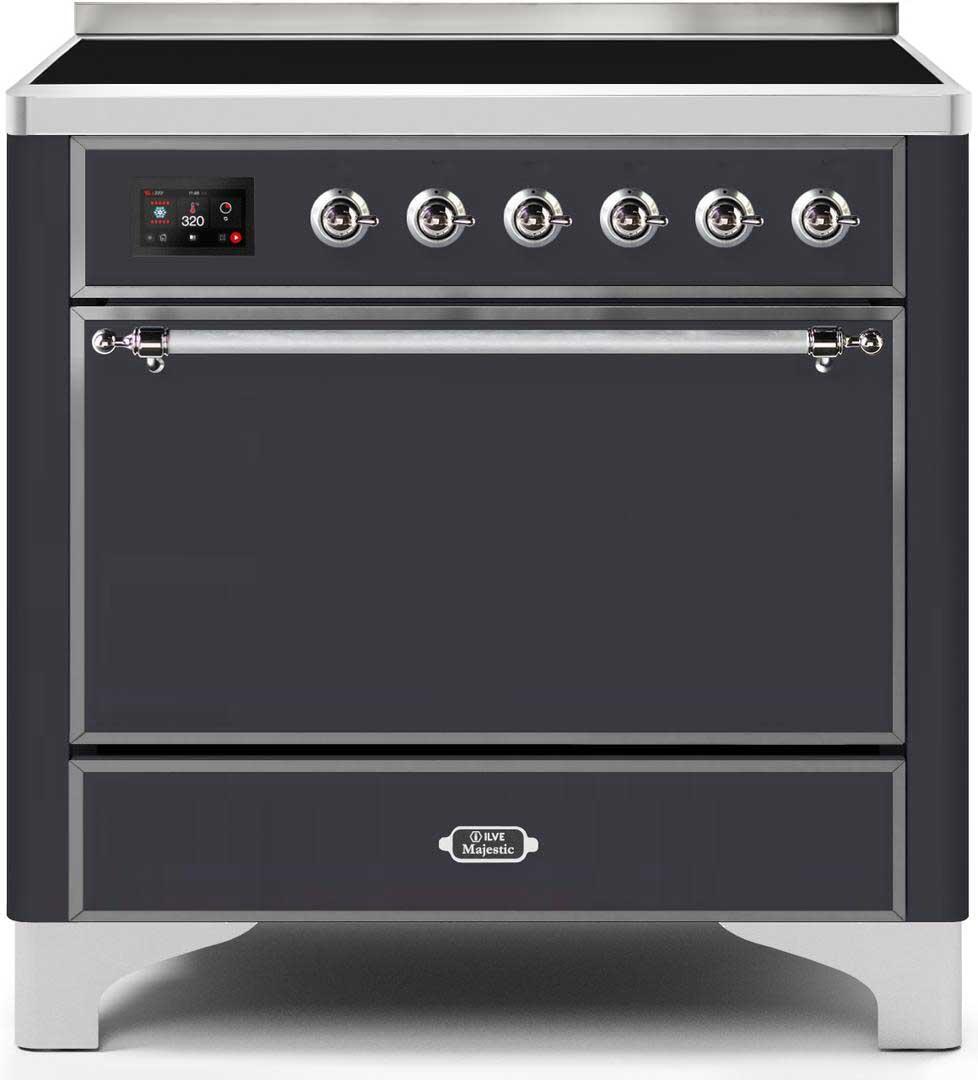 ILVE - 36" Magestic II Series Freestanding Electric Induction Range - Solid Door(s) - Warming Drawer