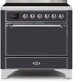 ILVE - 36" Magestic II Series Freestanding Electric Induction Range - Solid Door(s) - Warming Drawer