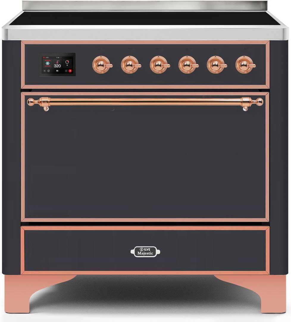 ILVE - 36" Magestic II Series Freestanding Electric Induction Range - Solid Door(s) - Warming Drawer