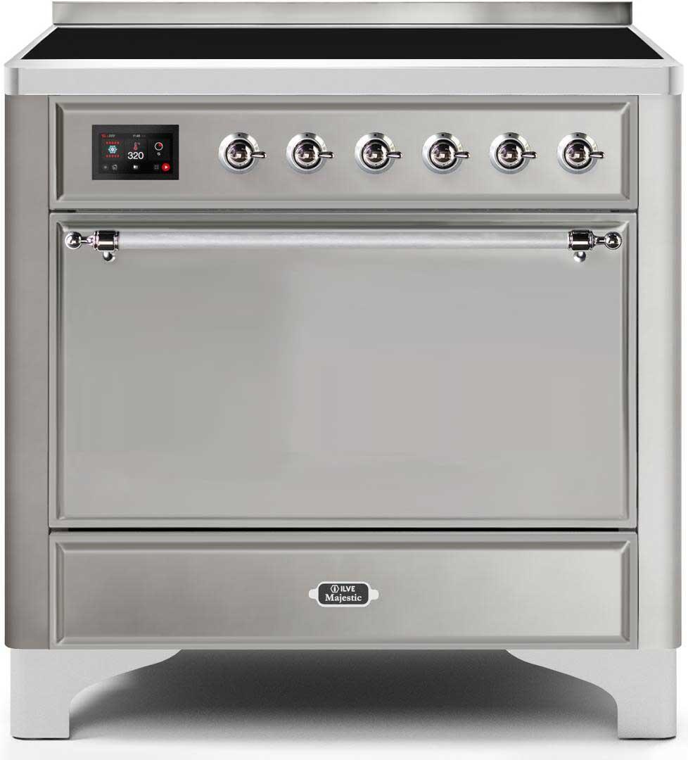 ILVE - 36" Magestic II Series Freestanding Electric Induction Range - Solid Door(s) - Warming Drawer