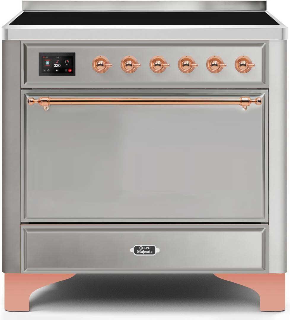 ILVE - 36" Magestic II Series Freestanding Electric Induction Range - Solid Door(s) - Warming Drawer