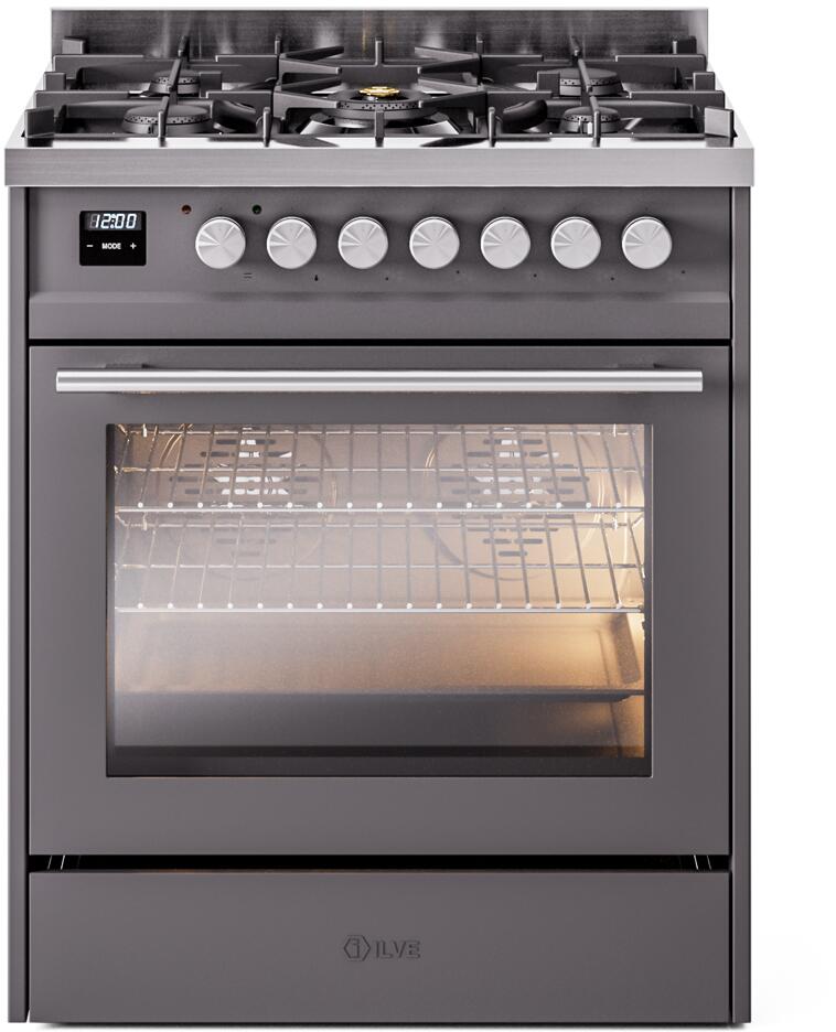 ILVE - 30" Pro Plus II Series Freestanding Dual Fuel Range - Viewing Window(s) - Liquid Propane