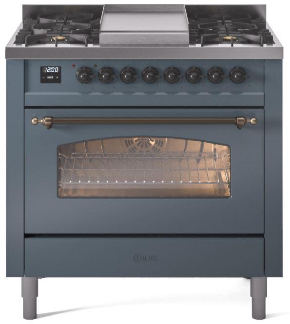 ILVE - 36" Nostalgie II Series Freestanding Dual Fuel Range - Griddle - Natural Gas