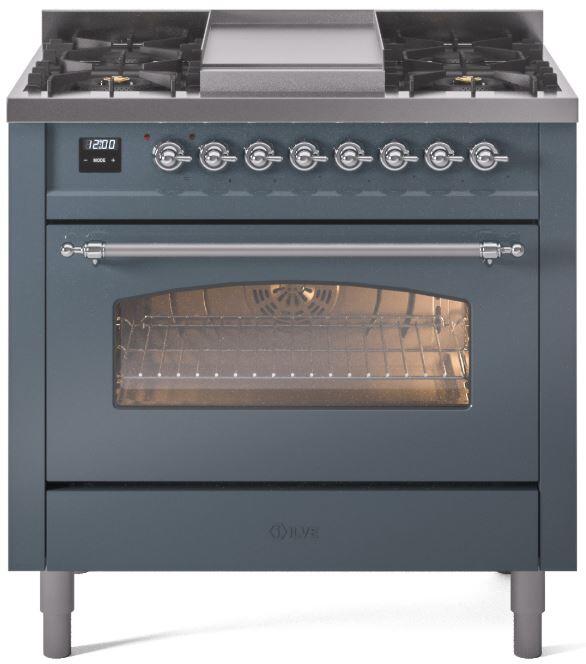 ILVE - 36" Nostalgie II Series Freestanding Dual Fuel Range - Griddle - Natural Gas