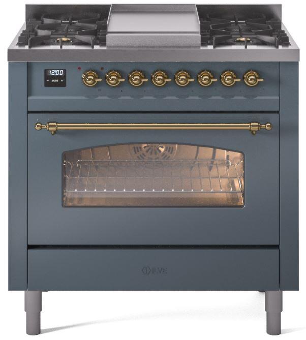 ILVE - 36" Nostalgie II Series Freestanding Dual Fuel Range - Griddle - Natural Gas