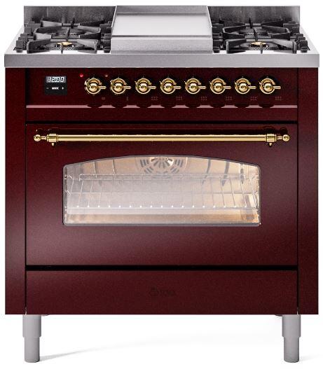 ILVE - 36" Nostalgie II Series Freestanding Dual Fuel Range - Griddle - Natural Gas