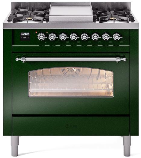 ILVE - 36" Nostalgie II Series Freestanding Dual Fuel Range - Griddle - Natural Gas