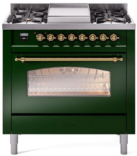 ILVE - 36" Nostalgie II Series Freestanding Dual Fuel Range - Griddle - Natural Gas