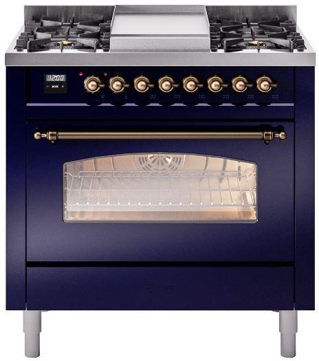 ILVE - 36" Nostalgie II Series Freestanding Dual Fuel Range - Griddle - Natural Gas