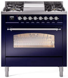 ILVE - 36" Nostalgie II Series Freestanding Dual Fuel Range - Griddle - Natural Gas