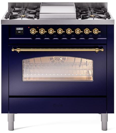 ILVE - 36" Nostalgie II Series Freestanding Dual Fuel Range - Griddle - Natural Gas