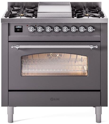 ILVE - 36" Nostalgie II Series Freestanding Dual Fuel Range - Griddle - Natural Gas