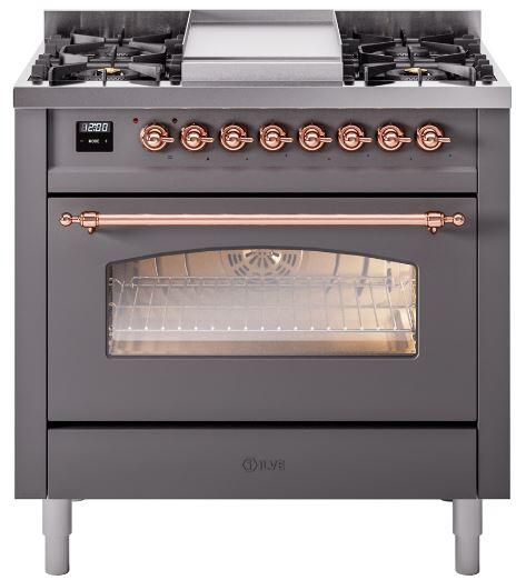 ILVE - 36" Nostalgie II Series Freestanding Dual Fuel Range - Griddle - Natural Gas