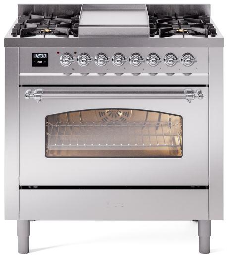 ILVE - 36" Nostalgie II Series Freestanding Dual Fuel Range - Griddle - Natural Gas