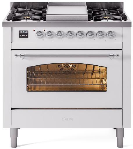 ILVE - 36" Nostalgie II Series Freestanding Dual Fuel Range - Griddle - Natural Gas