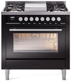 ILVE - 36" Pro Plus II Series Freestanding Dual Fuel Range - Viewing Window(s) - Griddle - Natural Gas