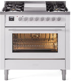 ILVE - 36" Pro Plus II Series Freestanding Dual Fuel Range - Viewing Window(s) - Griddle - Liquid Propane