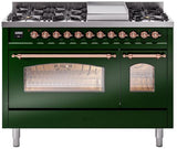 ILVE - 48" Nostalgie II Series Freestanding Dual Fuel Range - Double Oven - Griddle - Liquid Propane