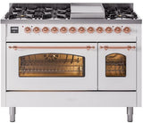 ILVE - 48" Nostalgie II Series Freestanding Dual Fuel Range - Double Oven - Griddle - Liquid Propane
