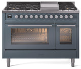 ILVE - 48" Pro Plus II Series Freestanding Dual Fuel Range - Double Oven - Viewing Window(s) - Griddle - Liquid Propane