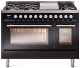 ILVE - 48" Pro Plus II Series Freestanding Dual Fuel Range - Double Oven - Viewing Window(s) - Griddle - Natural Gas