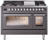 ILVE - 48" Pro Plus II Series Freestanding Dual Fuel Range - Double Oven - Viewing Window(s) - Griddle - Liquid Propane