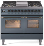 ILVE - 40" Nostalgie II Series Freestanding Dual Fuel Range - Double Oven - Griddle - Natural Gas