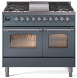 ILVE - 40" Nostalgie II Series Freestanding Dual Fuel Range - Double Oven - Griddle - Natural Gas