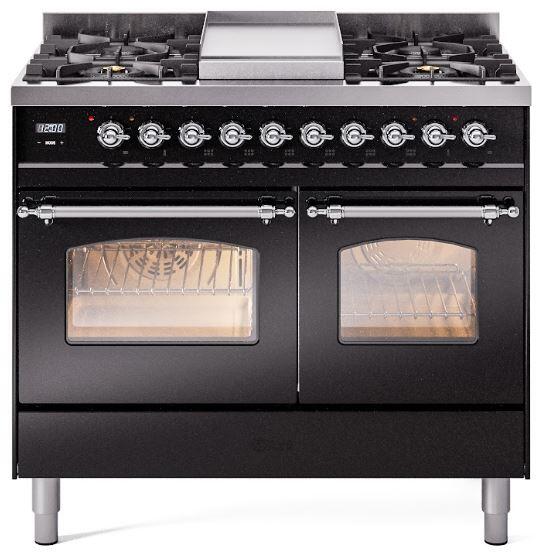 ILVE - 40" Nostalgie II Series Freestanding Dual Fuel Range - Double Oven - Griddle - Natural Gas