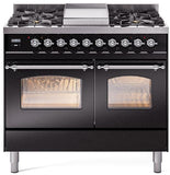 ILVE - 40" Nostalgie II Series Freestanding Dual Fuel Range - Double Oven - Griddle - Natural Gas