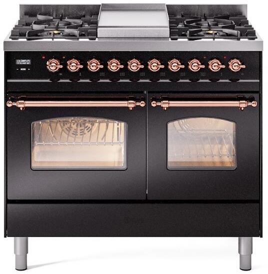 ILVE - 40" Nostalgie II Series Freestanding Dual Fuel Range - Double Oven - Griddle - Natural Gas