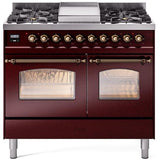 ILVE - 40" Nostalgie II Series Freestanding Dual Fuel Range - Double Oven - Griddle - Natural Gas