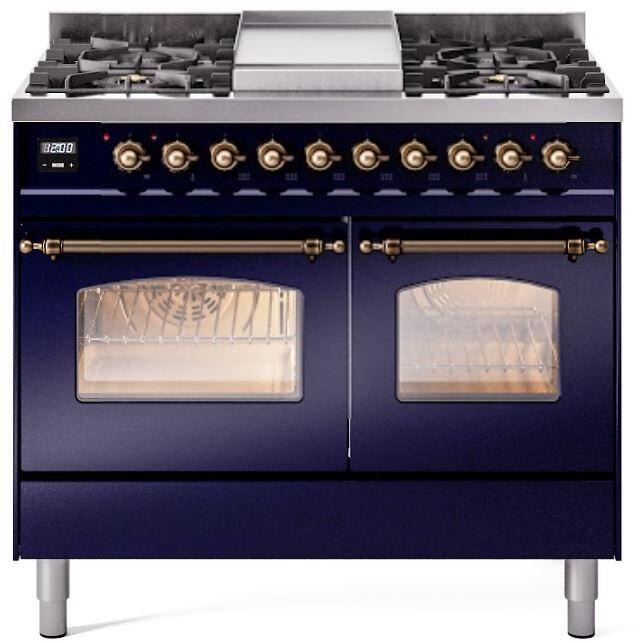 ILVE - 40" Nostalgie II Series Freestanding Dual Fuel Range - Double Oven - Griddle - Natural Gas