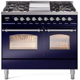 ILVE - 40" Nostalgie II Series Freestanding Dual Fuel Range - Double Oven - Griddle - Natural Gas