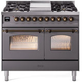 ILVE - 40" Nostalgie II Series Freestanding Dual Fuel Range - Double Oven - Griddle - Natural Gas