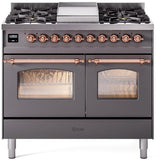 ILVE - 40" Nostalgie II Series Freestanding Dual Fuel Range - Double Oven - Griddle - Natural Gas