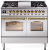 ILVE - 40" Nostalgie II Series Freestanding Dual Fuel Range - Double Oven - Griddle - Natural Gas