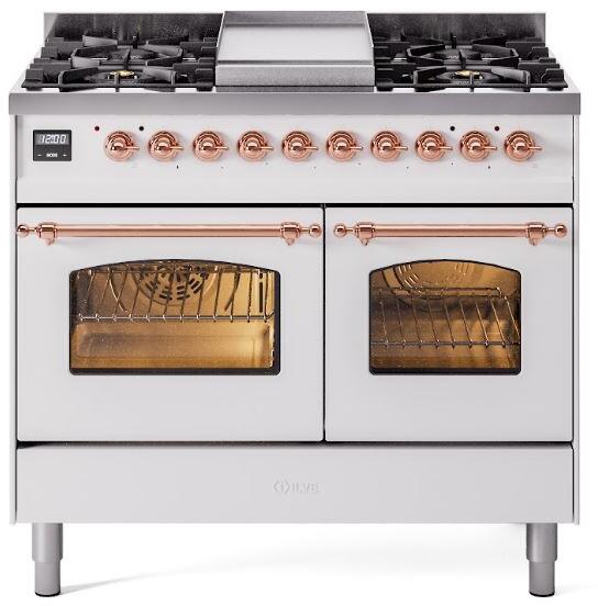 ILVE - 40" Nostalgie II Series Freestanding Dual Fuel Range - Double Oven - Griddle - Natural Gas