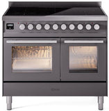 ILVE - 40" Pro Plus II Series Freestanding Electric Induction Range - Double Oven - Viewing Window(s)