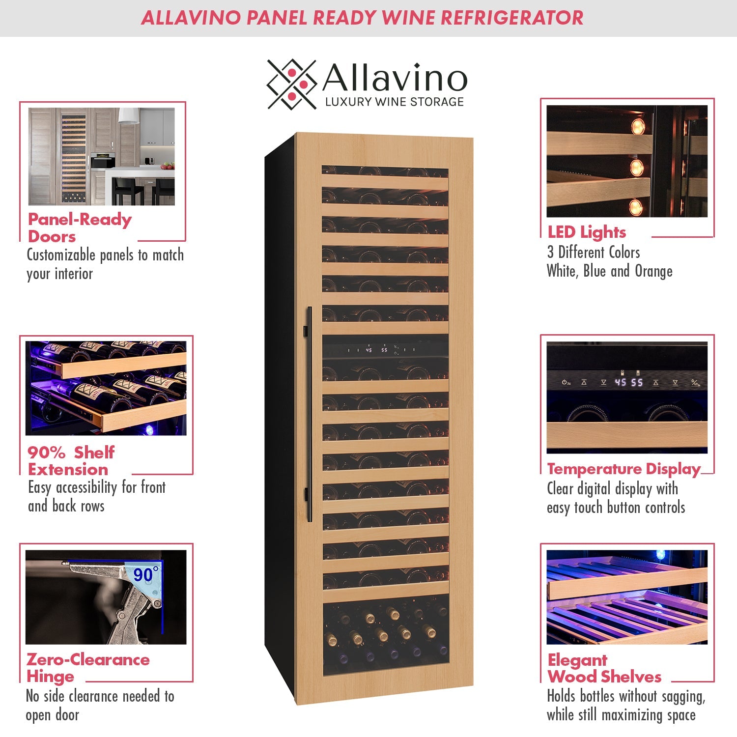 Allavino - 101 Bottle Dual Zone Panel Ready Wine Refrigerator - AO VCWR-101PRD-2R